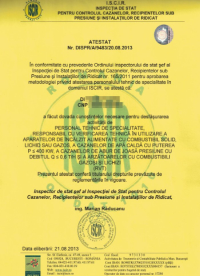 Certificat Autorizatie ISCIR