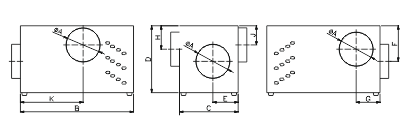 Dimensiuni ventilator industrial Dospel KOM III 600 by pass