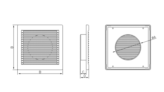 Dimensiuni grila ventilatie Dospel DL 150 RW
