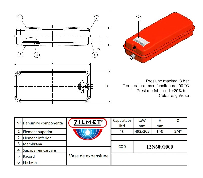 Dimensiuni Zilmet 13N6001000