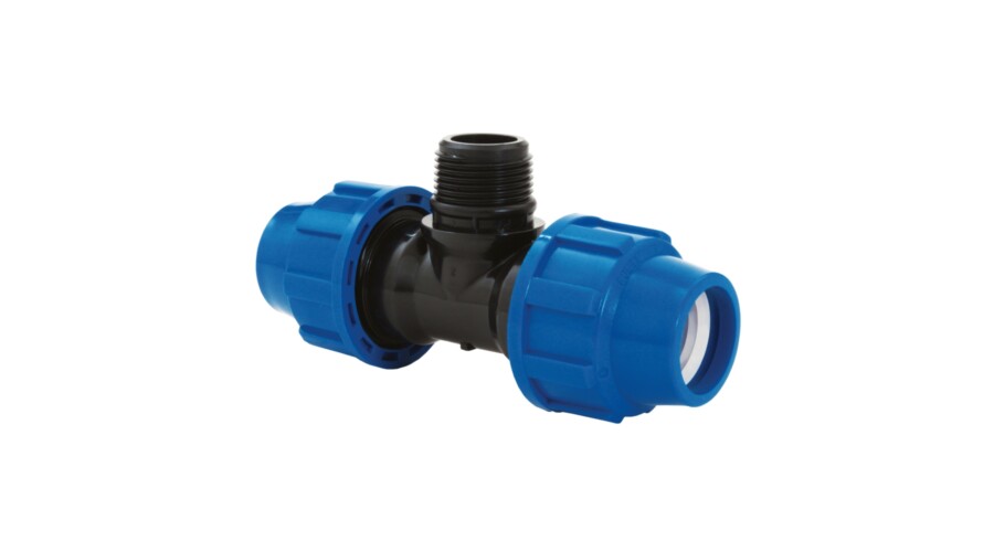 Teu compresiune PeHD 20x1/2x20 FE, filet exterior