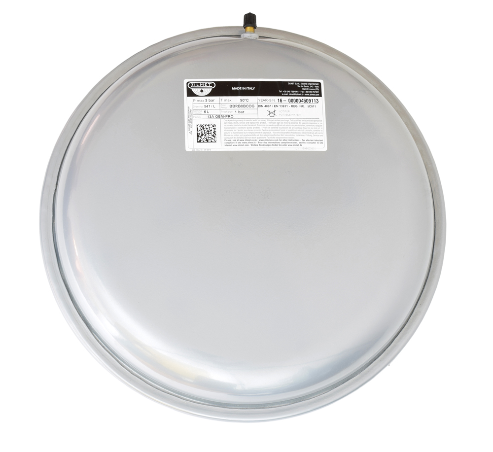 Vas de expansiune 6 litri Zilmet, diametru 324 mm, grosime 103 mm, racord 3/4", membrana fixa, 3 bar, rotund - Prompt Service