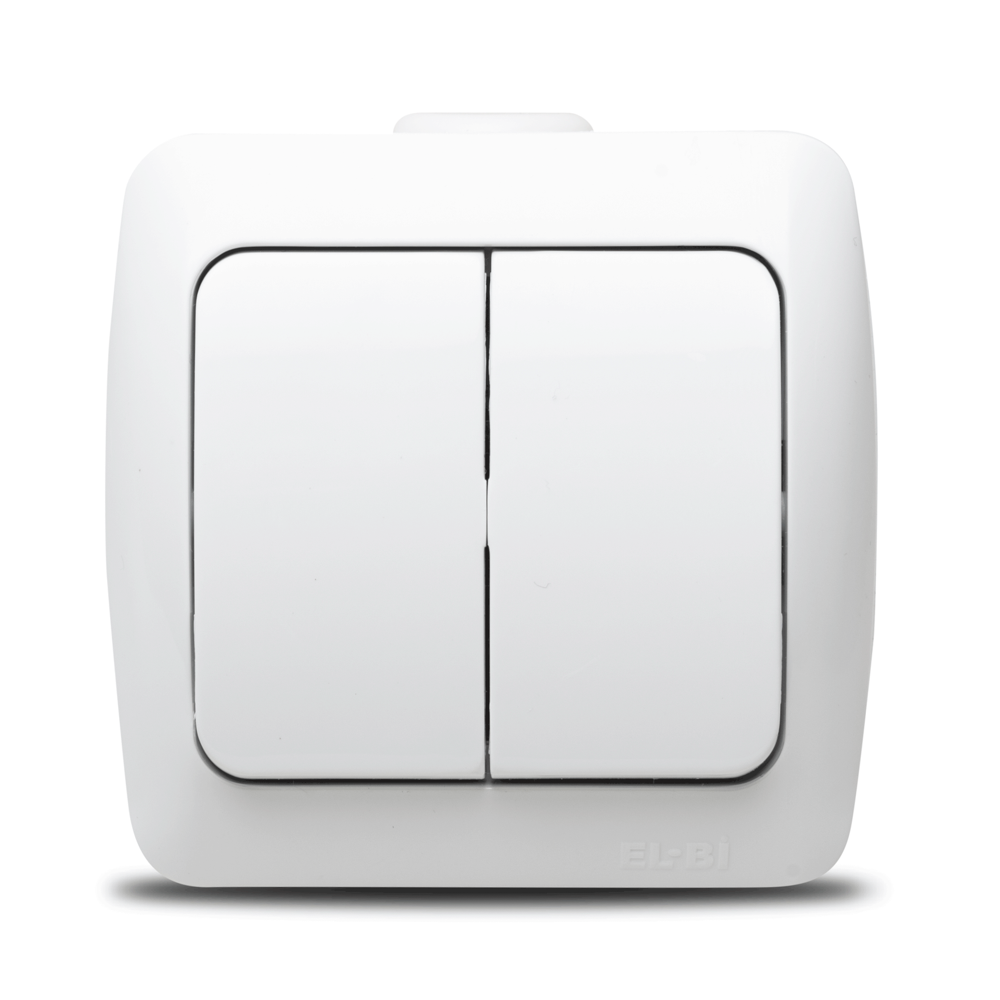 Intrerupator dublu aplicat Elbi Zirve 10A, EL0000448, alb - Prompt Service
