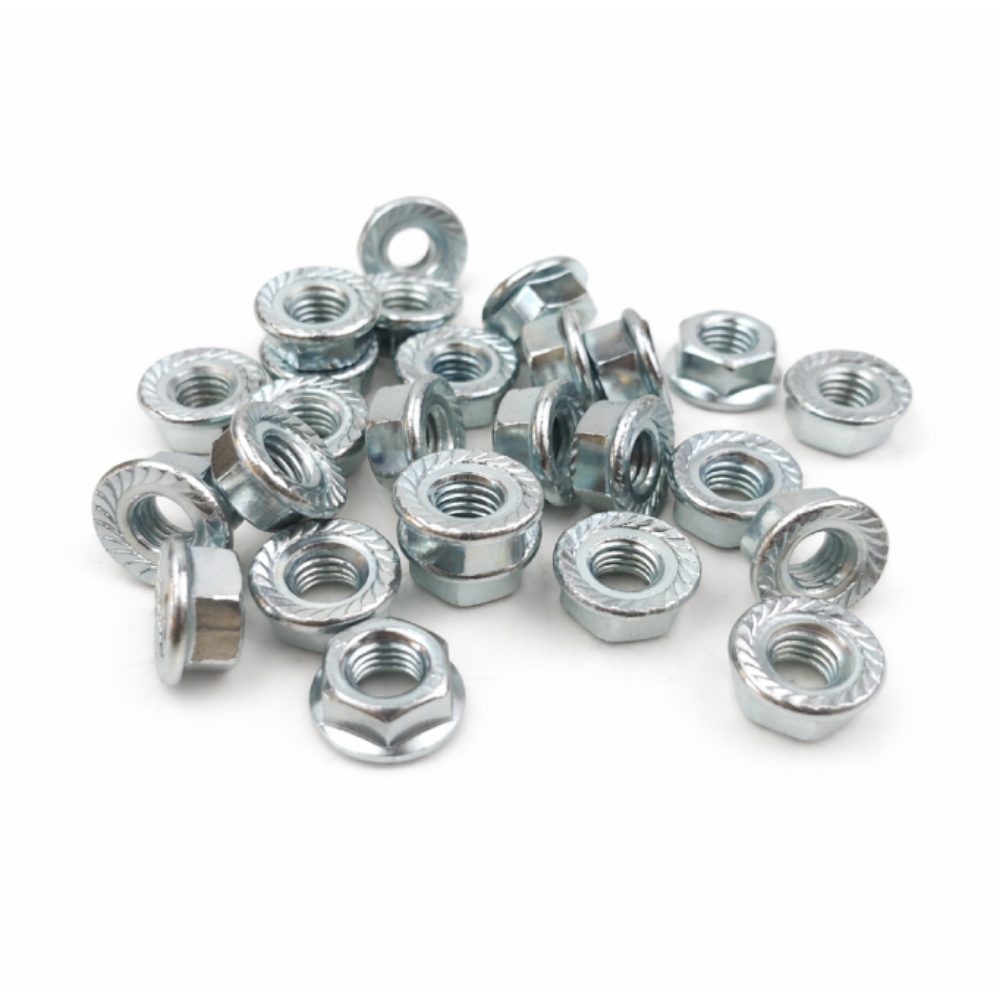 Pachet piulita hexagonala cu flansa autoblocabila Chavesbao DIN 6923.8 Zn M8 (cutie de 500 bucati)