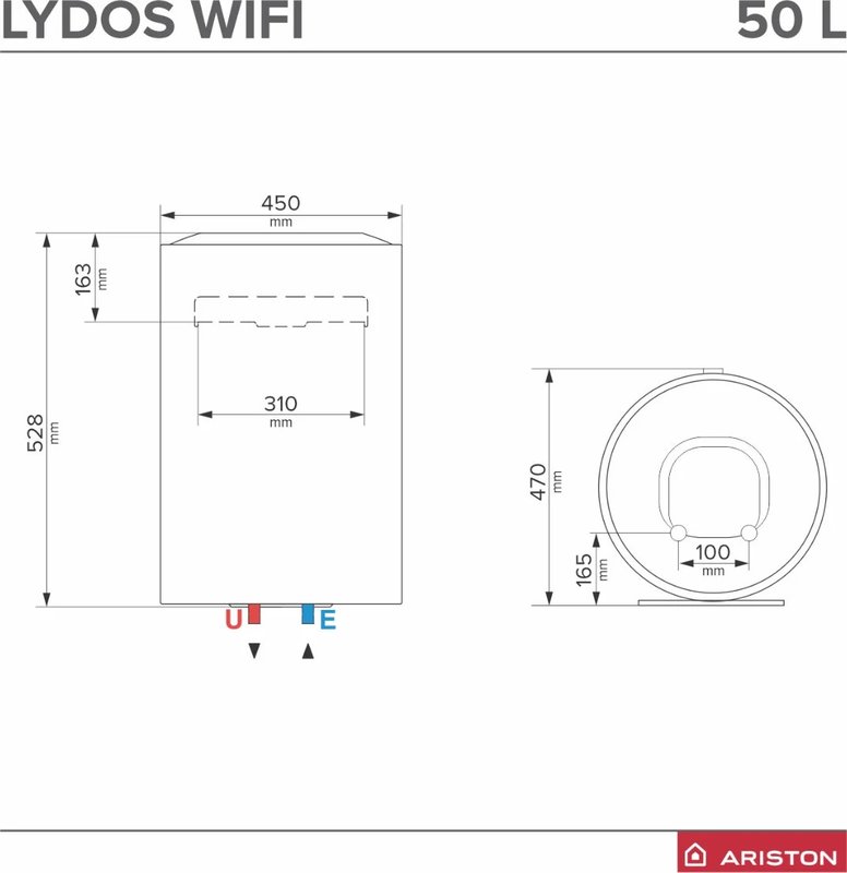 Boiler electric 50 l Ariston Lydos WIFI 50 V 1.8K, control WiFi - imagine 3