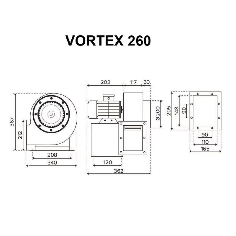 Ventilator Venteurope VORTEX 200 2KML, radial de tubulatura