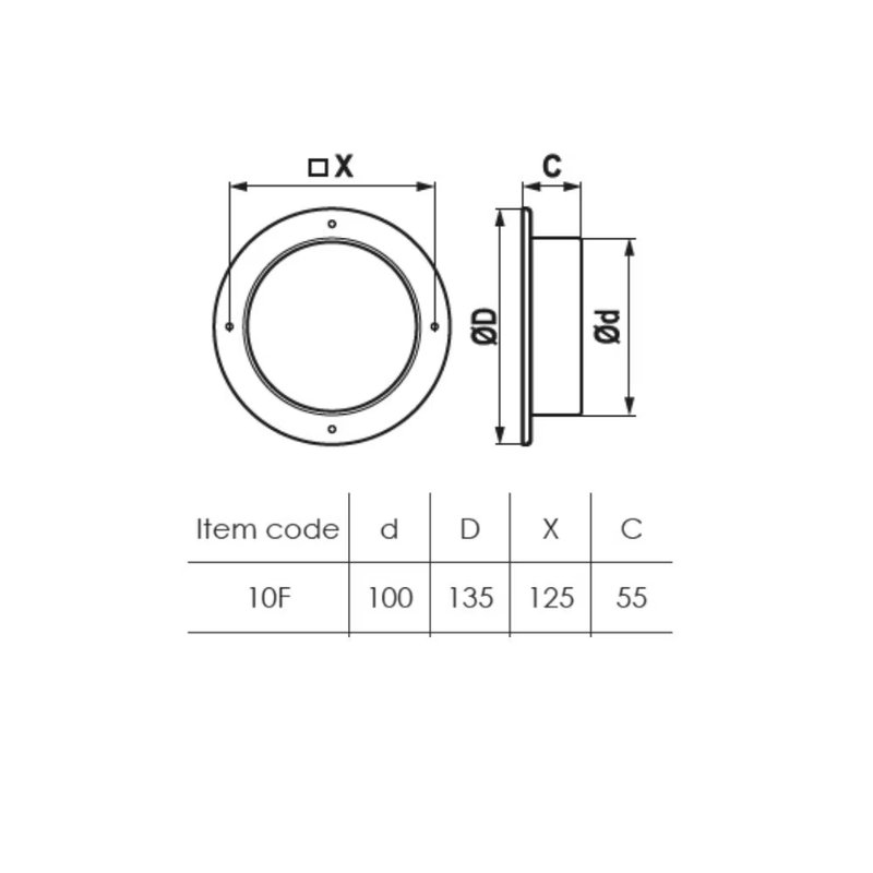 Flansa PVC Venteurope 10F, D100