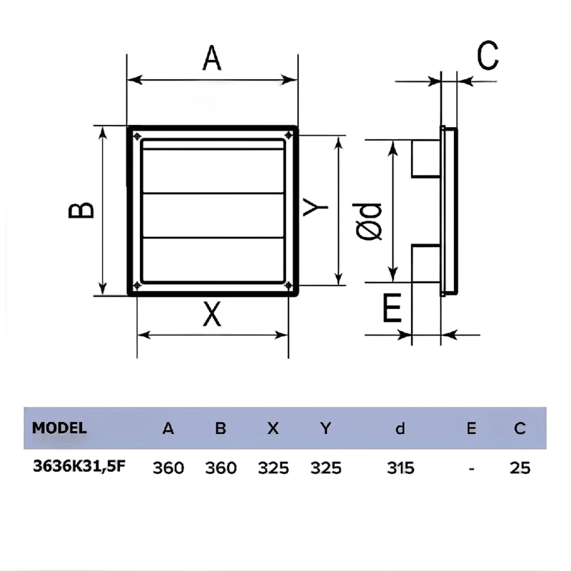 Grila gravitationala Venteurope 3636K31,5F GRAY, gri, ABS
