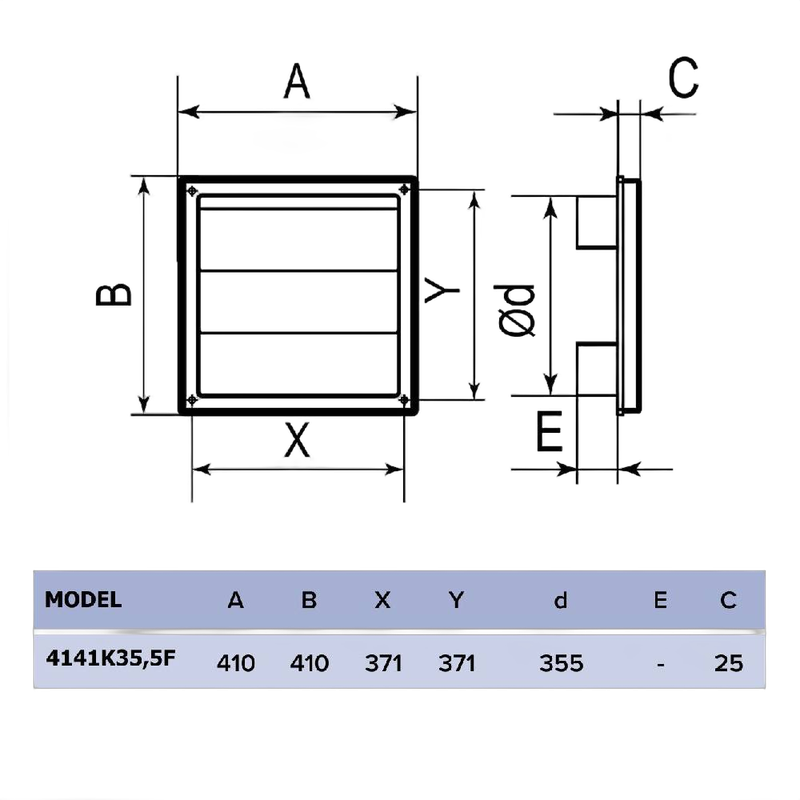 Grila gravitationala Venteurope 4141K35,5F GRAY, gri, ABS