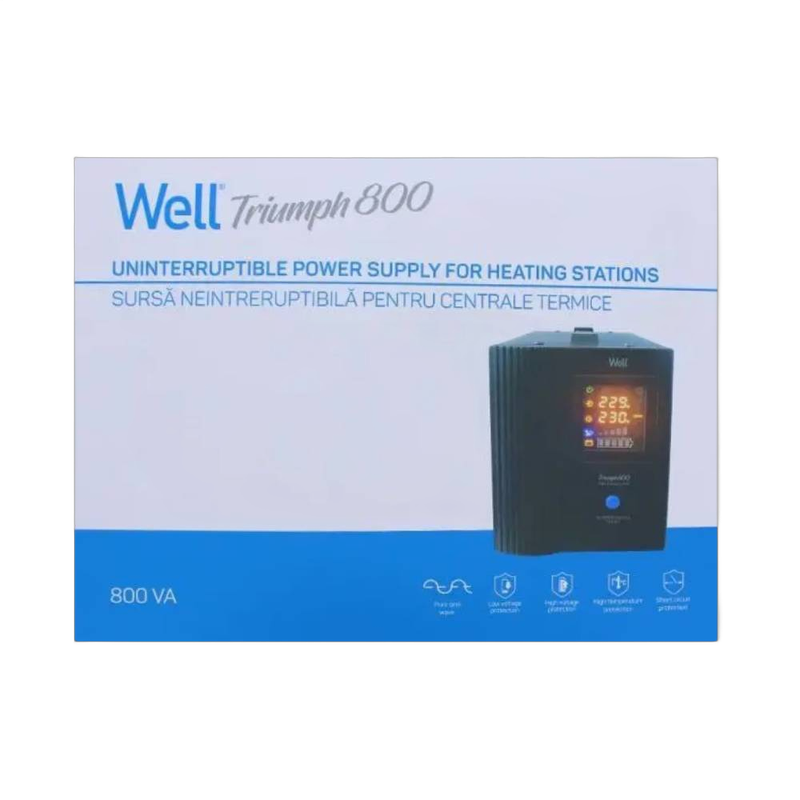 Sursa neintreruptibila Well UPS-HEATST-TRIUMPH800VA-WL pentru centrale termice, 230V, 800VA,500W