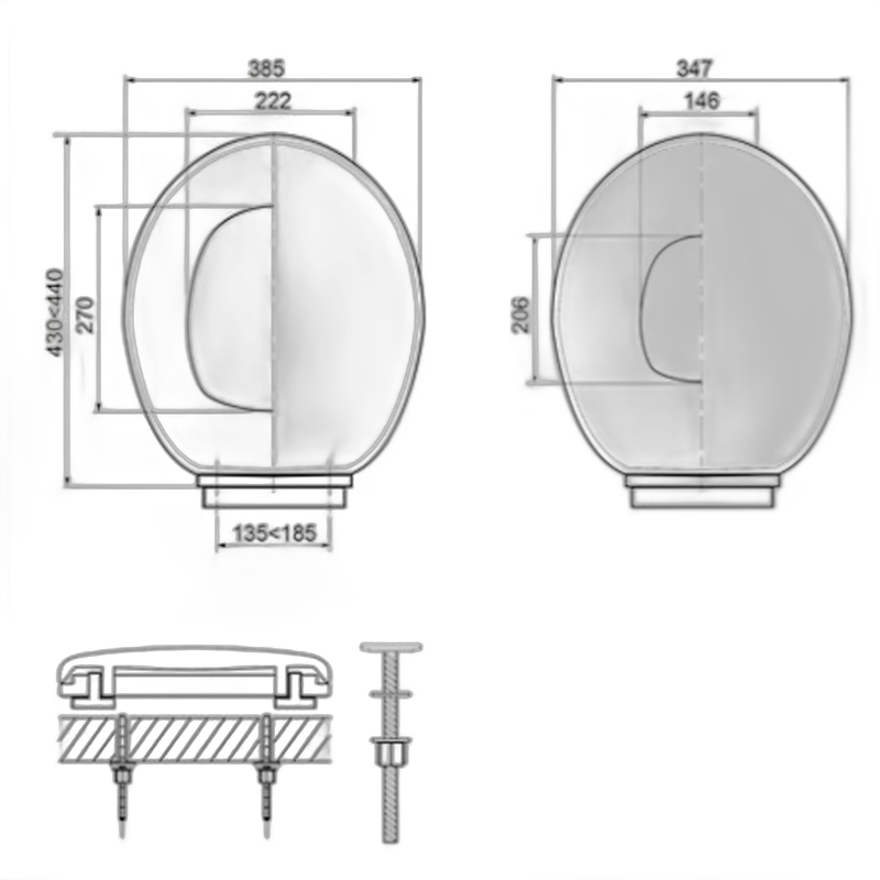 Capac WC din polipropilena, cu adaptor pentru copii, inchidere lenta, 385 x 440 mm, Wirquin Family - imagine 2