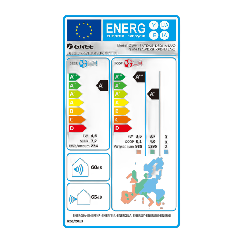 Aparat aer conditionat Gree KRYA 18000 BTU, GWH18AWDXB-K6DNA2A - certificat energetic