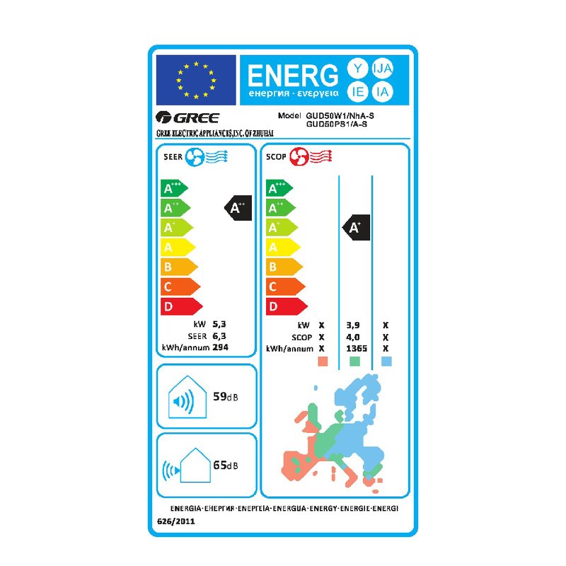 Aer conditionat tip duct Gree GUD50PS1/A-S-GUD50W1/NhA-S, 18000 BTU