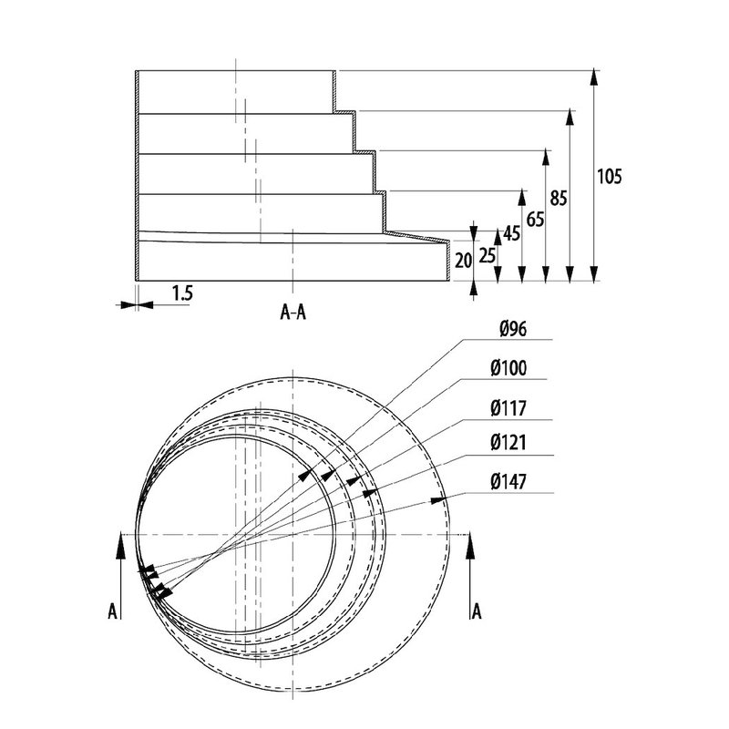 Reductie circulara Dospel D/REW 100/157 2