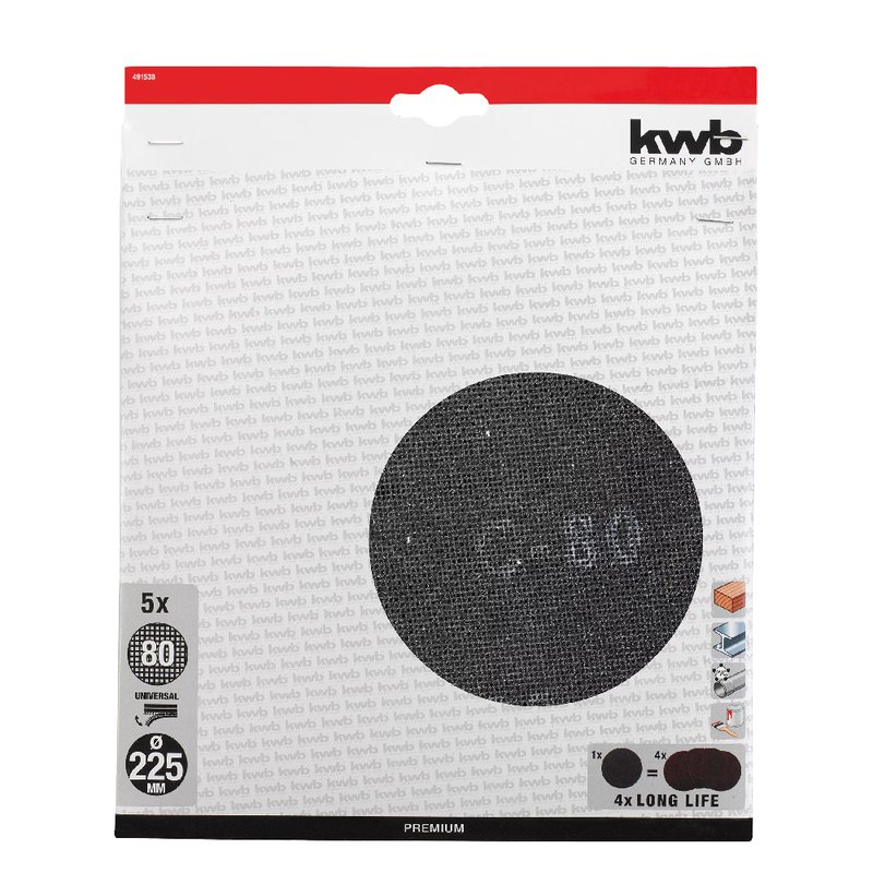 Plasa abraziva 225 mm G80, 5 bucati, KWB, Einhell - 49491538-1