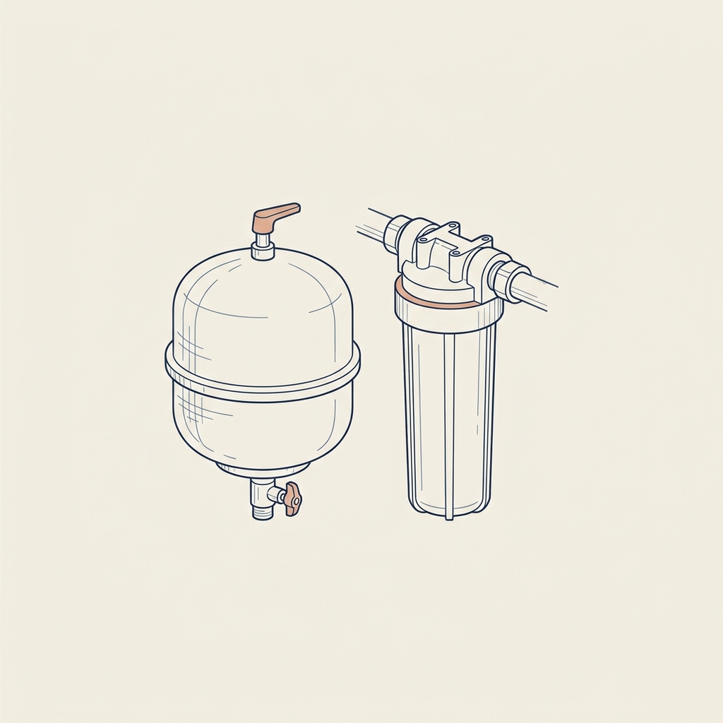Filtre, vase expansiune & pompe